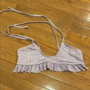 Purple Polka Dot Ruffle Bikini Top